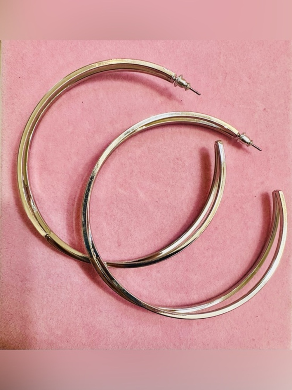 NWT Oversized Silver Tone Hoop Earrings